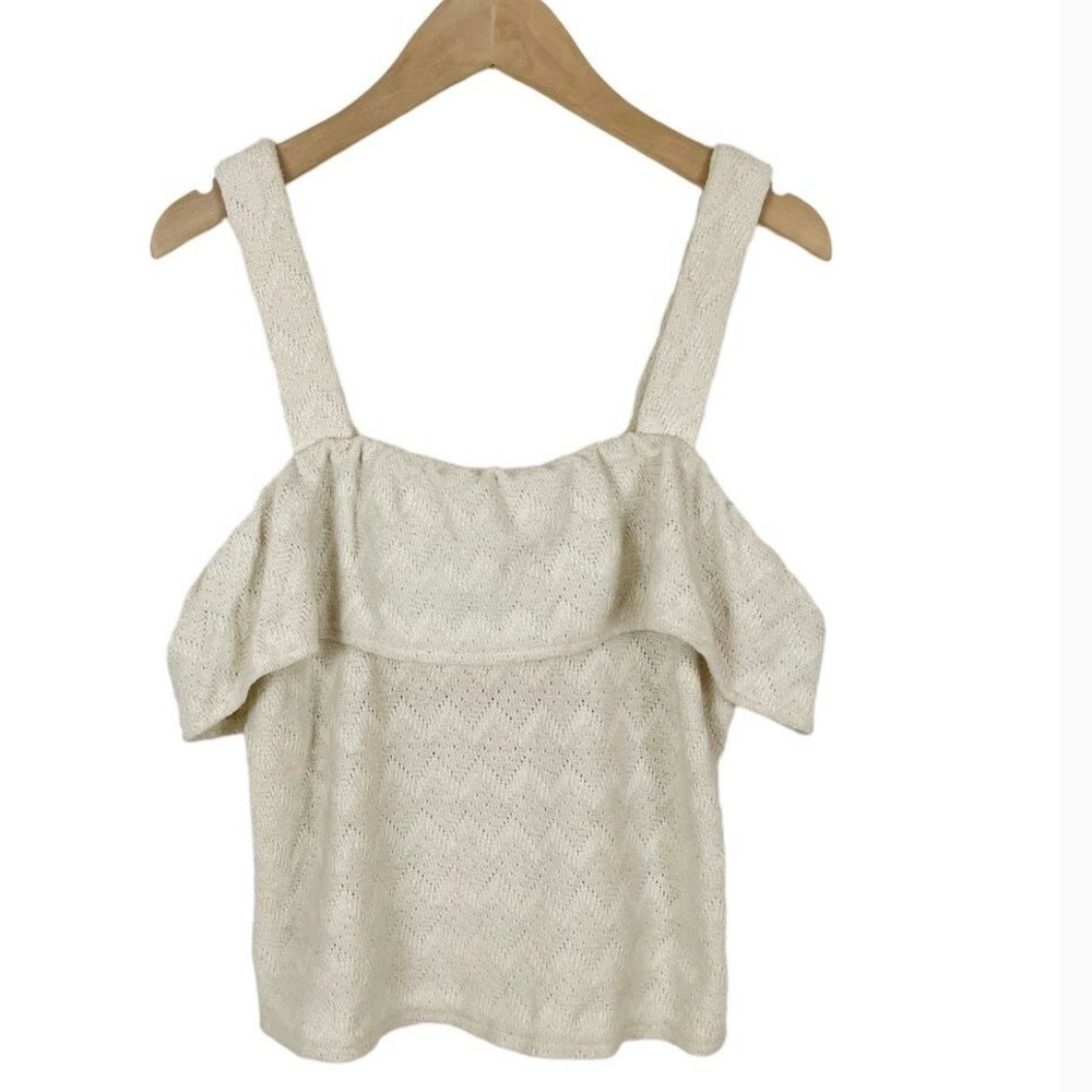 Madewell Cream Crochet Ruffles Tank Top Size Small